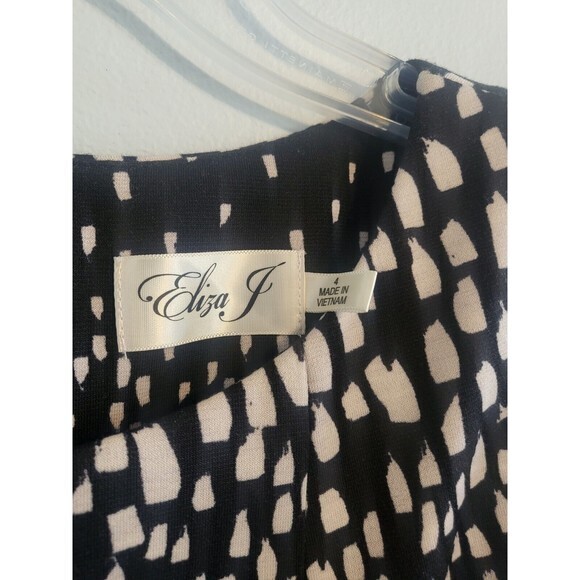 Eliza J. Black and White Sleeveless Polka Dot Swing Dress Size 4 Dancing Party - Picture 8 of 11